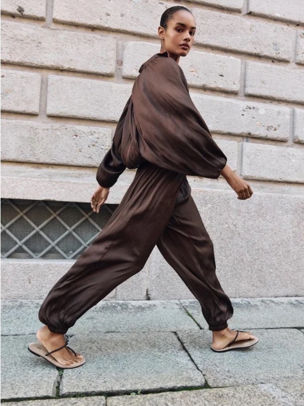 Zara satin effect bomber pants